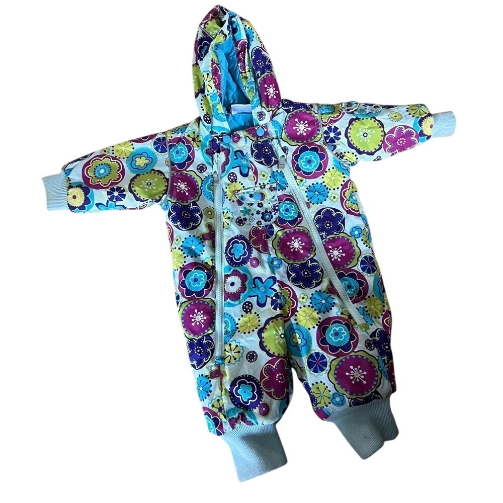 Hanna Andersson Hanna outdoor blue floral print infant snowsuit
